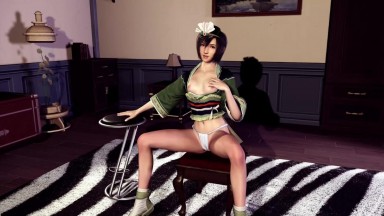 Slim Yuffie Kisaragi solo posing and tease you with her сute small breasts